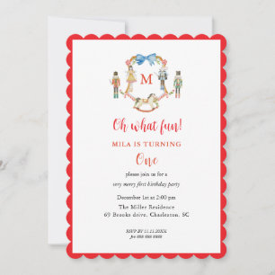 Nutcracker Christmas Monogram 1. Geburtstag Einladung