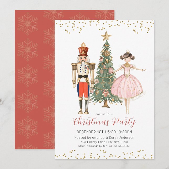 Nutcracker Christmas Party Invitation (Devant / Derrière)