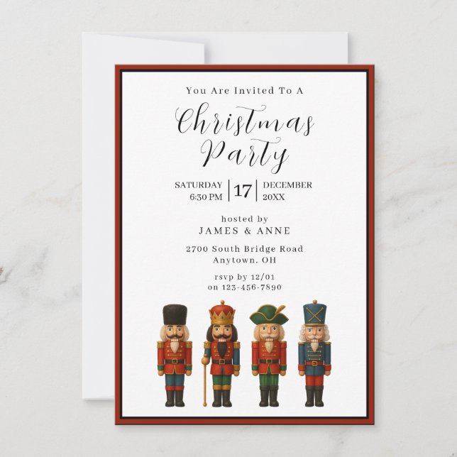 Nutcracker Christmas Party Invitation (Devant)