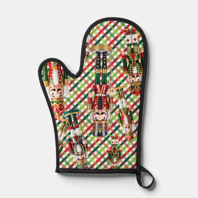 Nutcracker Christmas Plaid Ofenhandschuh (Vorderseite)