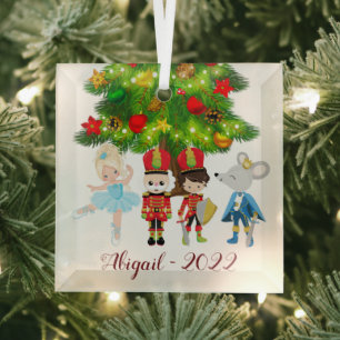 Nutcracker, Clara, Soldat und Maus King Ornament Aus Glas