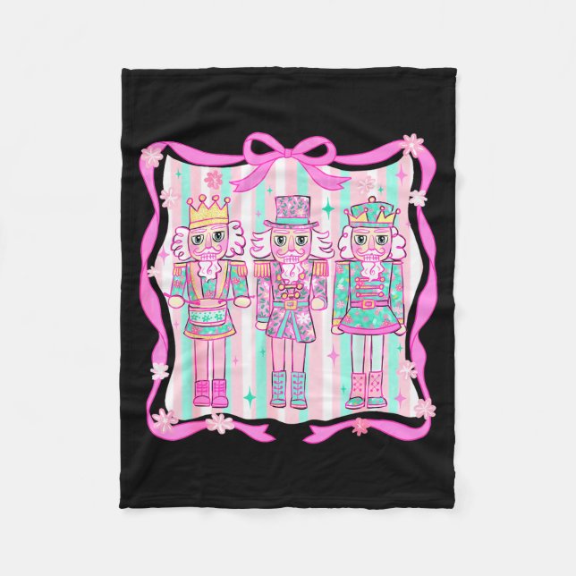Nutcracker Coquette Nk Bow Xmas Holiday Merry Chri Fleecedecke (Vorderseite)