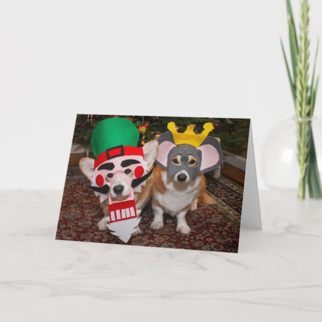 Nutcracker Corgi Weihnachtskarte Karte (Vorderseite)