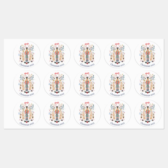 Nutcracker Design Stickers de Noël Étiquettes (Feuille)
