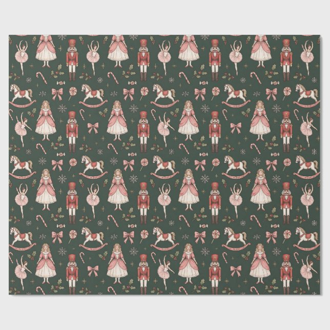 Nutcracker  Elegant Ballet Christmas Geschenkpapier (Flach)
