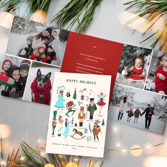Nutcracker Family Foto Christmas Dreifach Gefaltete Einladung (Nutcracker Family Photo Christmas Tri-Fold Invitation)