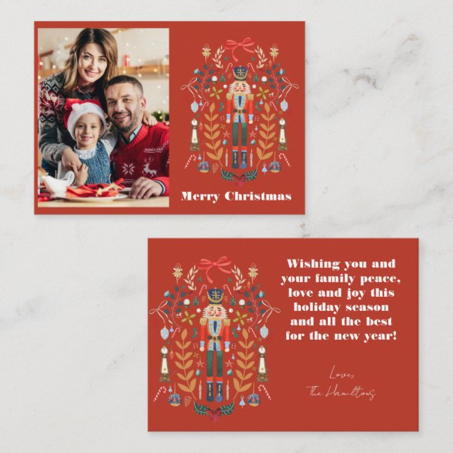 Nutcracker Foto Weihnachtskarte Mitteilungskarte (Vorne/Hinten)