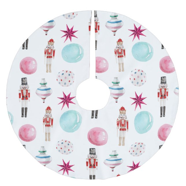 Nutcracker Fun Colorful Christmas Polyester Weihnachtsbaumdecke (Vorderseite)