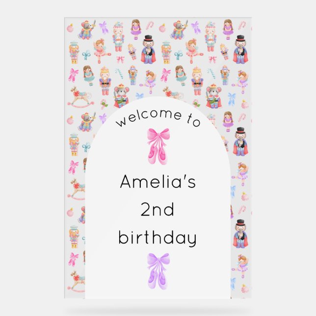 Nutcracker Geburtstag Willkommen Acrylschild (Vorderseite)