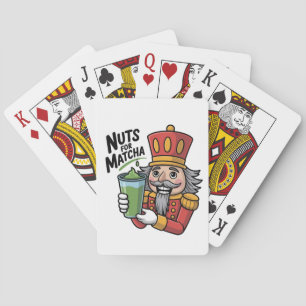 Nutcracker hält Matcha Latte Lustige Nüsse für Mat Spielkarten