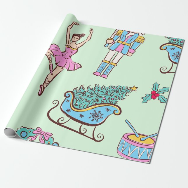 Nutcracker Holiday Ballet Geschenkpapier (Ungerollt)