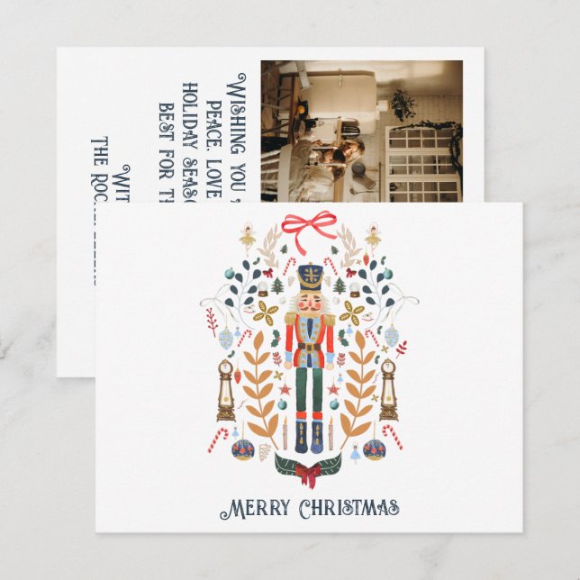 Nutcracker Holiday Foto Weihnachtskarte Mitteilungskarte (Vorne/Hinten)