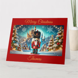 Nutcracker in einem Fantasy Christmas Village Karte