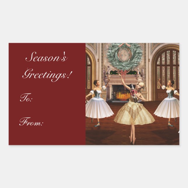 Nutcracker-Jahreszeit-Grüße-Geschenk-Aufkleber Rechteckiger Aufkleber (Vorderseite)