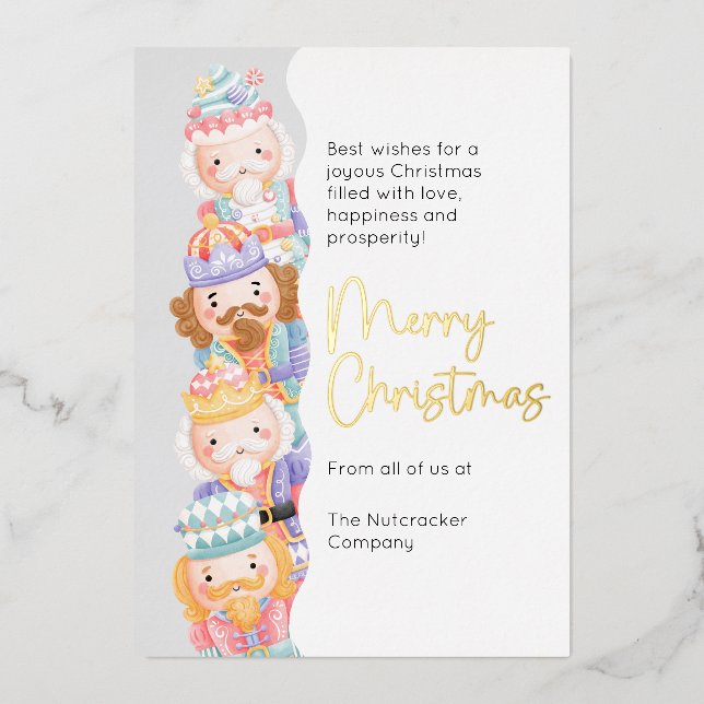 Nutcracker Joyeux Noël Foil Carte de vacances (Recto)