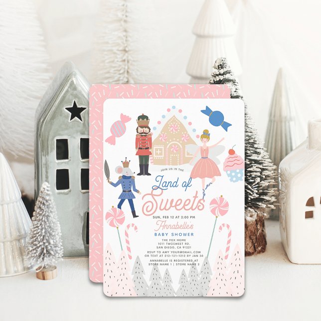 Nutcracker Land der Süßigkeiten Pink Baby Shower Einladung (Von Creator hochgeladen)