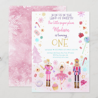 Nutcracker Land der Süßigkeiten Winter Erster Gebu Einladung