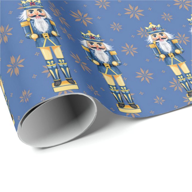 Nutcracker Men Blue and Gold Traditional Geschenkpapier (Rolleneckpunkt)