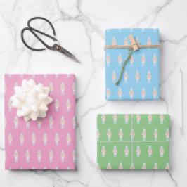 Nutcracker mit Candy Cane Geschenkpapier Set