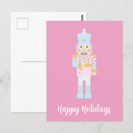 Nutcracker mit einer Candy Cane mit Gruß Postkarte