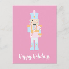 Nutcracker mit einer Candy Cane mit Gruß Postkarte