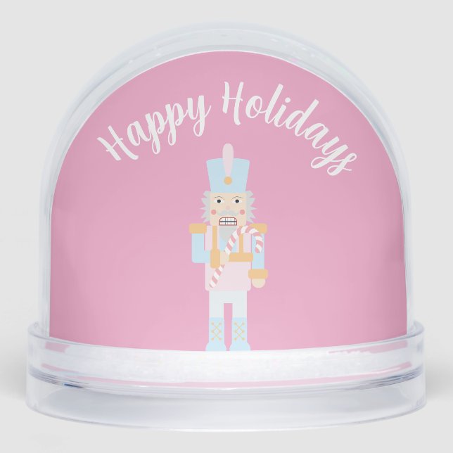 Nutcracker mit einer Candy Cane mit Gruß Schneekugeln (Vorderseite)