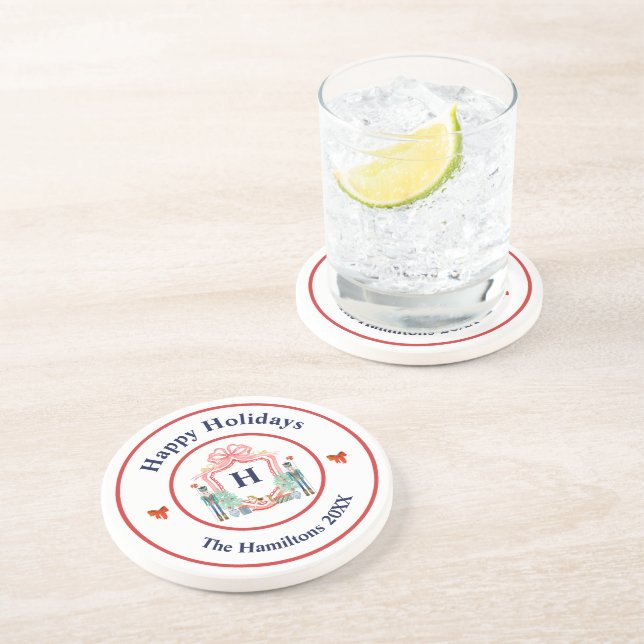 Nutcracker Monogram Christmas Getränkeuntersetzer (Seite)