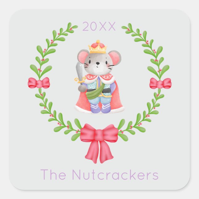 Nutcracker Mouse King Christmas Quadratischer Aufkleber (Vorderseite)