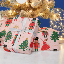 Nutcracker Niedlich Pink Weihnachtswrapping Paper Geschenkpapier