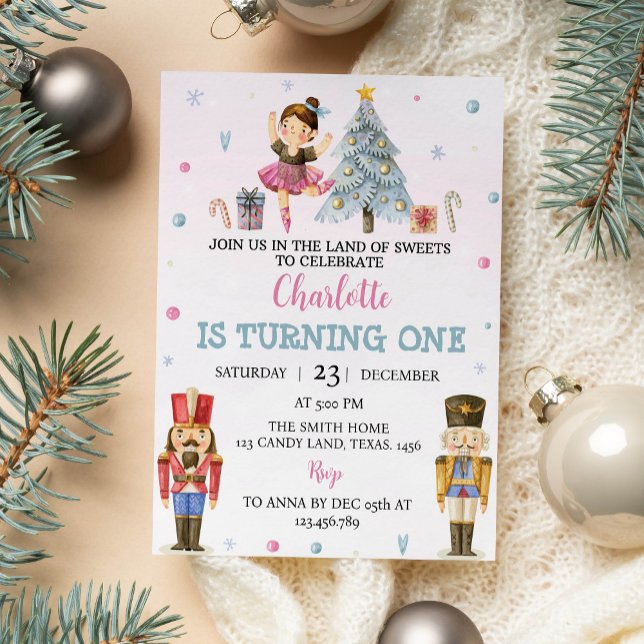 Nutcracker Noël Premier anniversaire Invitation (Créateur téléchargé)