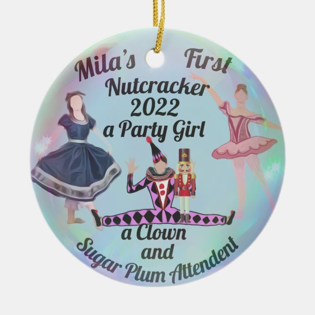 Nutcracker Ornament-Clown, Party Girl, Begleiter Keramik Ornament (Vorne)