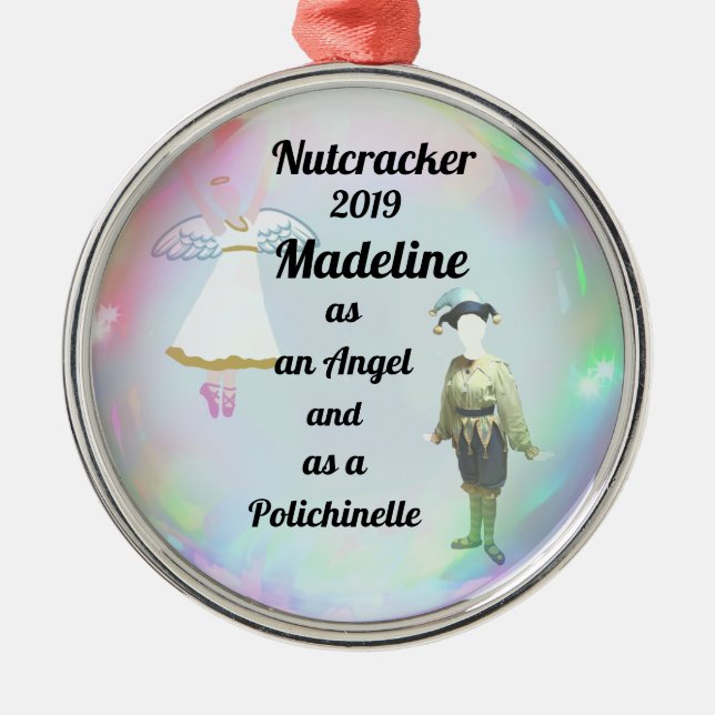 Nutcracker Ornament - Engel und Polichinelle Aus Metall (Vorne)