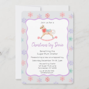 Nutcracker Pastel Christmas Toy Drive Einladung