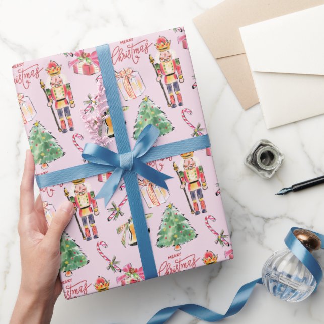 Nutcracker pastellrosa Vintage Skizze Weihnachten Geschenkpapier (Schenken)