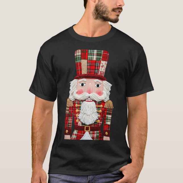 Nutcracker Patchwork Merry Christmas Pajamas Men W T-Shirt (Vorderseite)