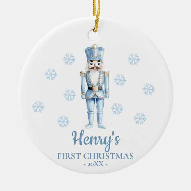 Nutcracker Personalized Baby's First Christmas Keramik Ornament (Vorne)