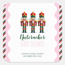 Nutcracker Pink Girl Weihnachtsdusche Quadratischer Aufkleber