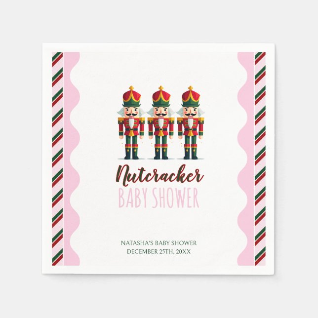 Nutcracker Pink Girl Weihnachtsdusche Serviette (Vorderseite)