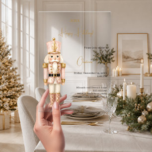 Nutcracker Pink Minimalist Luxus-Weihnachtsfeier Acryleinladungen