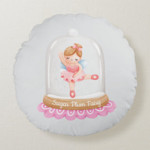 Nutcracker Pink Sugar Plum Fee Weihnachten Rundes Kissen
