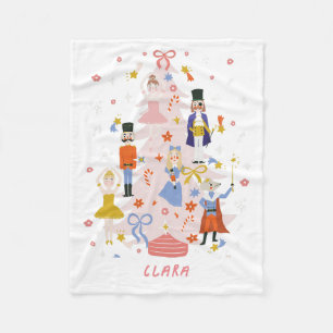 Nutcracker Pink Weihnachtsbaum Fleecedecke