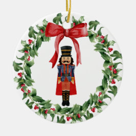 Nutcracker Red Bow Wreath Weihnachtsbaumdekor Keramik Ornament
