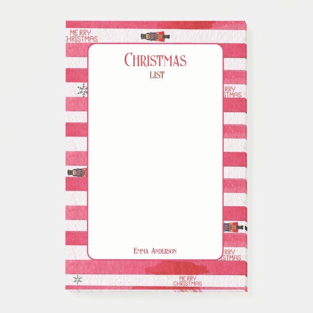 Nutcracker Red Christmas List Name Postit Notes Post-it Klebezettel (Vorderseite)