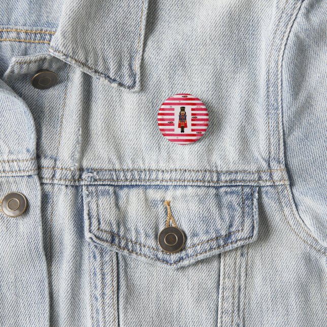 Nutcracker & Red Stripes Weihnachtsfest Button (Beispiel)