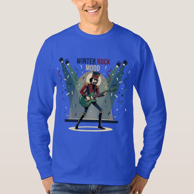 Nutcracker Rocker – Winter Music Art T-Shirt (Vorderseite)