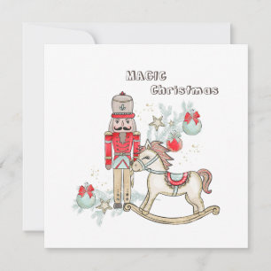 Nutcracker Rocking Horse Weihnachtsbaum-Flachkarte