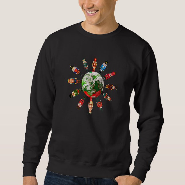 Nutcracker round the World Earth Graphic Christmas Sweatshirt (Vorderseite)