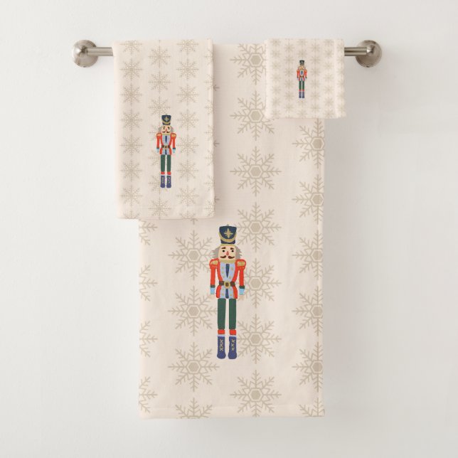 Nutcracker Snowflake Pattern Holiday Badhandtuch Set (Insitu)