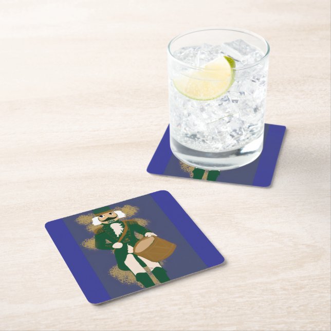 Nutcracker Soldier Paper Coasters Navy Blue Rechteckiger Pappuntersetzer (Vor Ort)