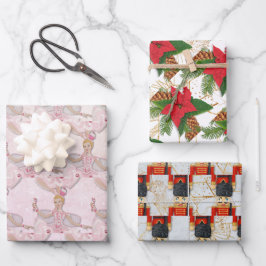Nutcracker Soldier Sugar Plum Fee Weihnachten Geschenkpapier Set